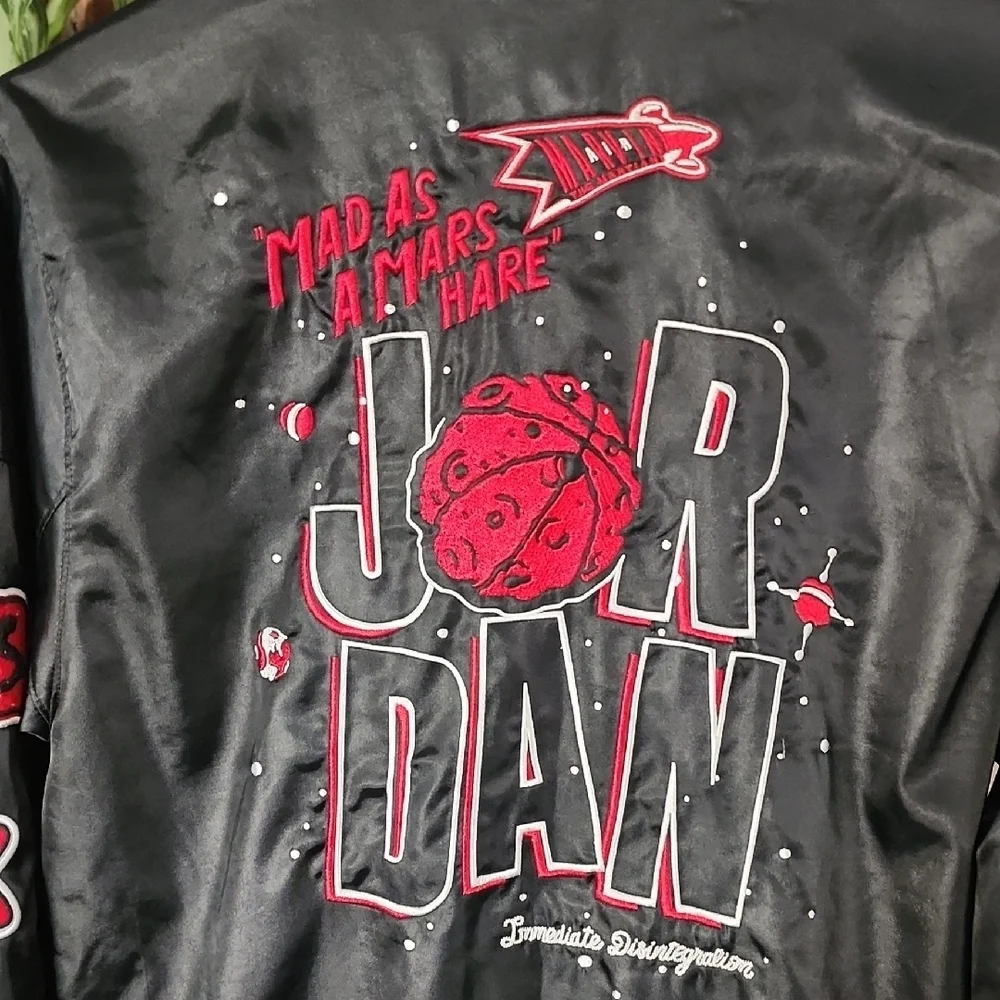 Jordan Brooklyn Mars Blackmon Bomber Jacket Black Patch Varsity Streetwear